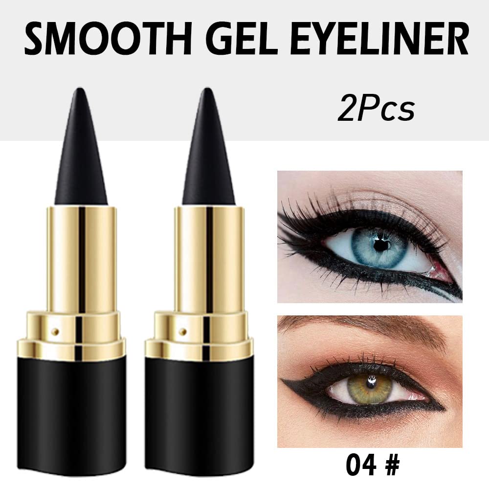 evpct 2Pcs Black Waterproof Gel Eyeliner Pencils Lipstick lip liner Eye Black Face Paint Stick Long Wear Natural Black Liquid Eyeliner Cream Smokey Eye Liners Crayon Halloween Makeup lapiz de ojos - Image 2