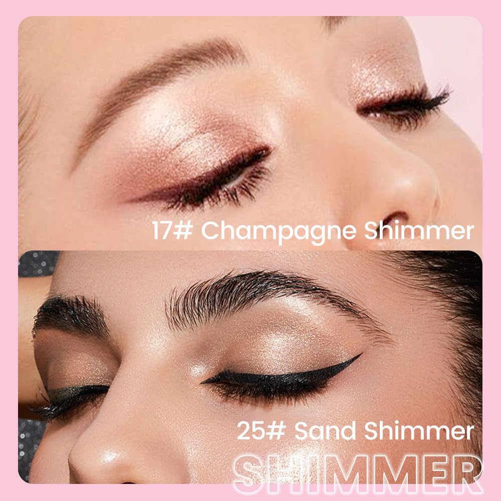 evpct 2Pcs Cream Eye Shadow Brightener Sticks Set for Eyes Waterproof, Champagne & Sand Shimmer Cream Eyeshadow Applicator Stick Long Lasting Pigmented Eye Makeup sombras en crema para ojos 17+25 - Image 2