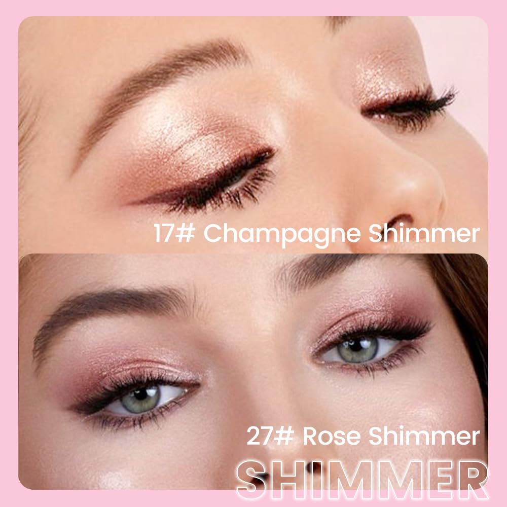 evpct 2Pcs Cream Eye Shadow under Eye Brightener Sticks Set for Eyes Waterproof, Champagne & Rose Shimmer Cream Eyeshadow Applicator Stick Long Lasting Pigmented Eye Makeup sombras en crema para ojos - Image 2