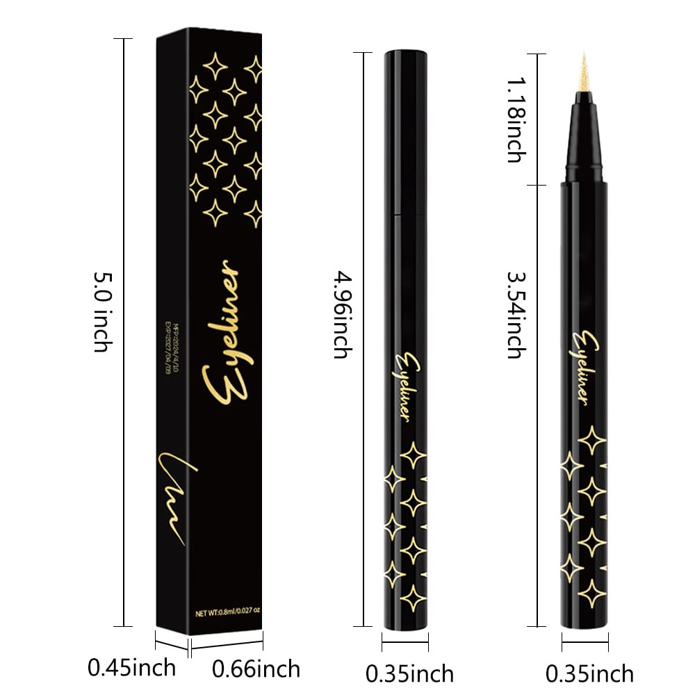 evpct 2Pcs Glitter Sparkling Shimmer Gold & Silver Liquid Eyeliner Makeup Pen Set, Metallic Satin Finish Colorful Colored Sparkle Eye Liner Pen Waterproof Smudge Proof Long Lasting High Pigmented - Image 6