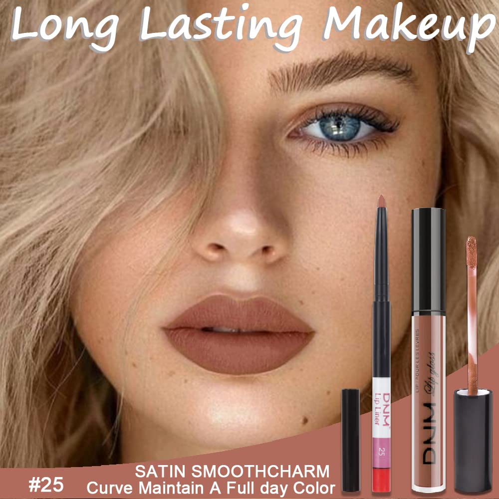 Evpct Medium Brown Beige Vegan Lipstick and Lip Liner Set 2Pcs Long Lasting Waterproof - Image 2