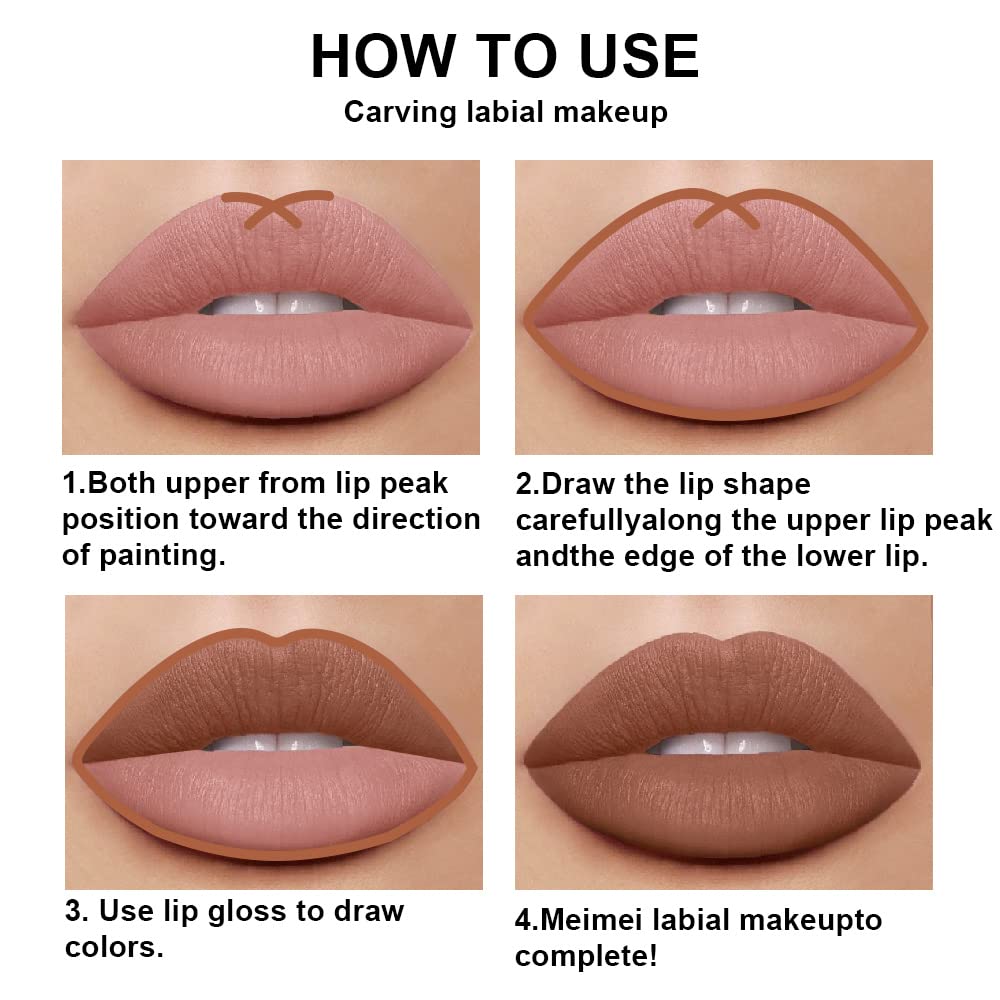 Evpct Medium Brown Beige Vegan Lipstick and Lip Liner Set 2Pcs Long Lasting Waterproof - Image 4