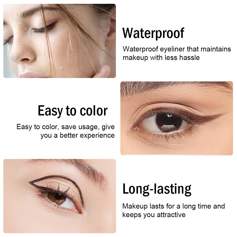 evpct 3Pcs Black & Dark Brown & Brown Gel Glitter Matte Metallic Eyeliner Pencils Set for Women Waterproof Smudge Proof lapiz de ojos delineador de ojos contra el agua Eye Liner Makeup 01 02 16 - Image 5