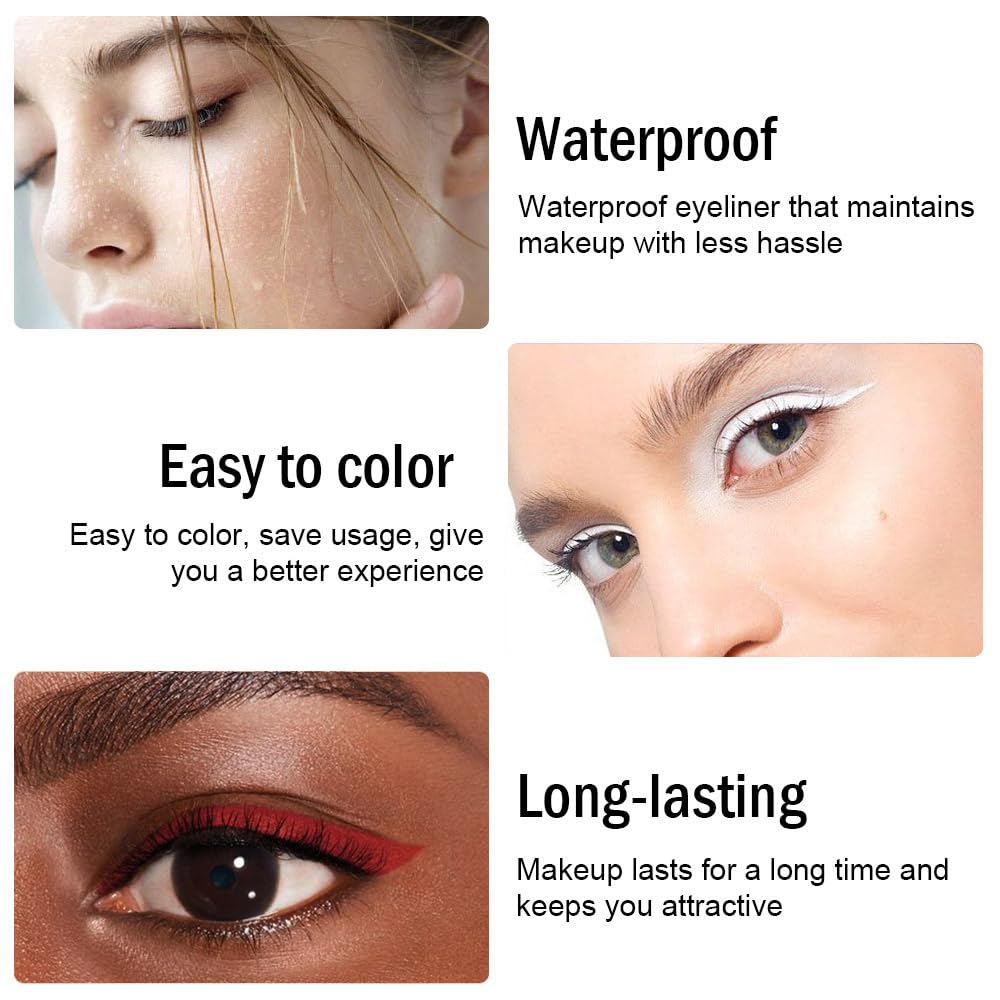 evpct 3Pcs Black & Red & White Gel Glitter Matte Metallic Eyeliner Pencils Set for Women Waterproof Smudge Proof lapiz de ojos delineador de ojos contra el agua Eye Liner Makeup 01 14 22 - Image 5