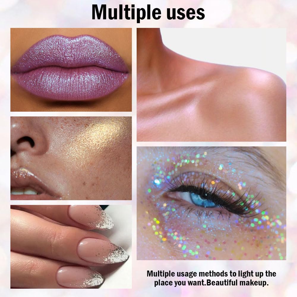 evpct 6 Colors Liquid Glitter Shimmer Metallic Sparkle Eyeshadow Set A,Glitter Colorful sequins Diamond silver Mermaid purple Mermaid pink Dazzling mavue Dazzling Gold Liquid Eyeshadow Makeup Palette - Image 5