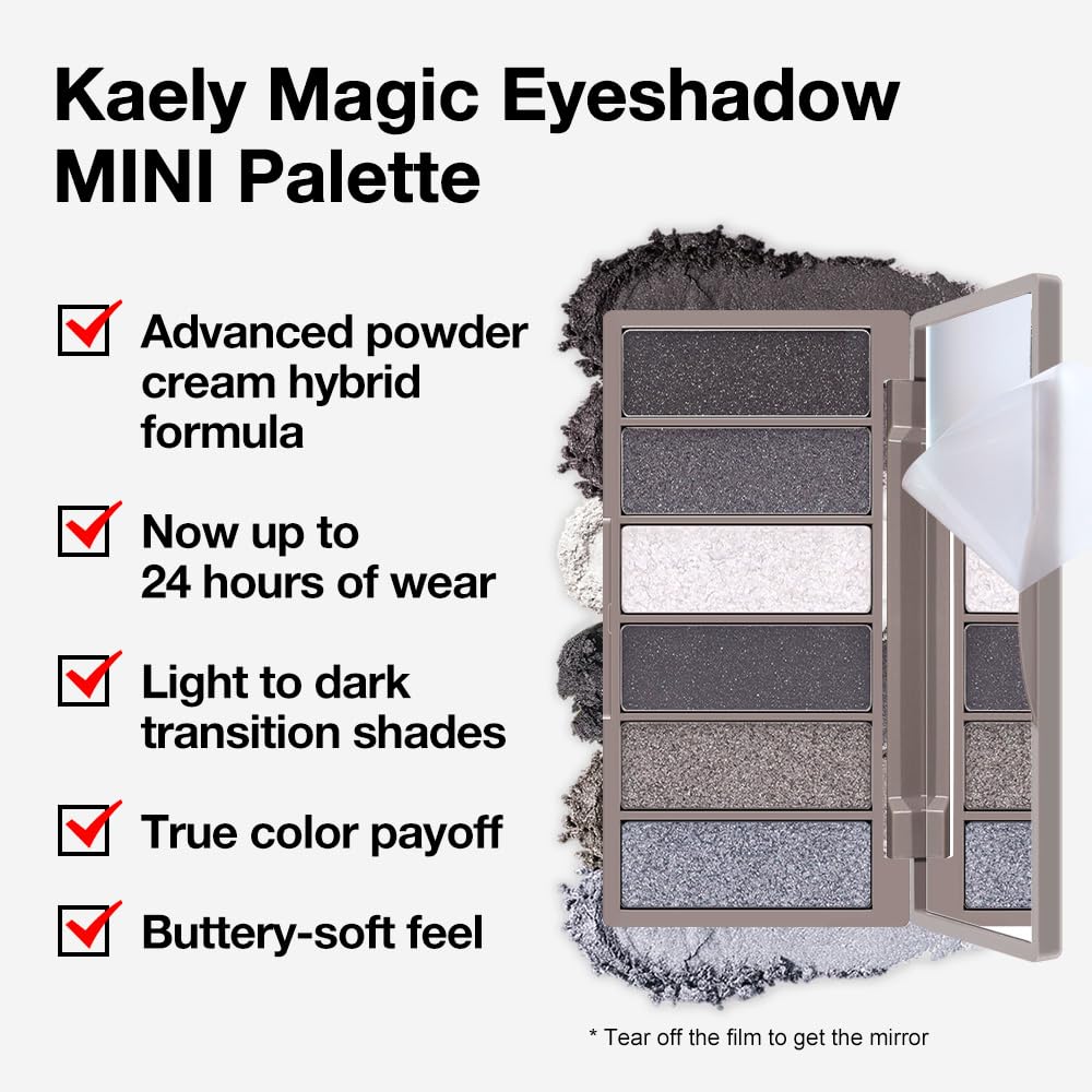 evpct 6 Colors Smokey Grey Eyeshadow Palette, Black Smoky Gray White Silver Taupe Glitter Sparkle Shimmer Matte High Pigment Mini Travel Eye shadow Palette Makeup for older Women, Long Lasting - Image 5