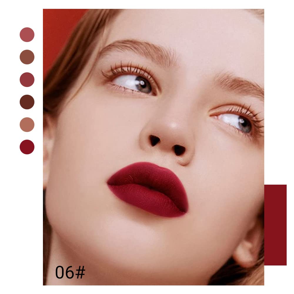 evpct 6Pcs Dark Light Nude Brown Matte Matt Liquid Lipstick Lip Gloss Glossy Set for Black Women, 24 Hour Brown Mauve Red Maroon Silky Velvet Lipstick Lip Liner set labiales matte larga duracion 24 - Image 5