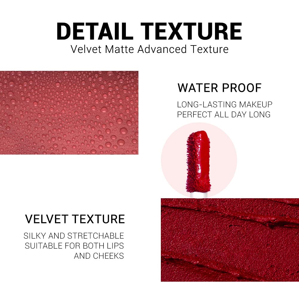 evpct 6Pcs Dark Light Nude Brown Matte Matt Liquid Lipstick Lip Gloss Glossy Set for Black Women, 24 Hour Brown Mauve Red Maroon Silky Velvet Lipstick Lip Liner set labiales matte larga duracion 24 - Image 3