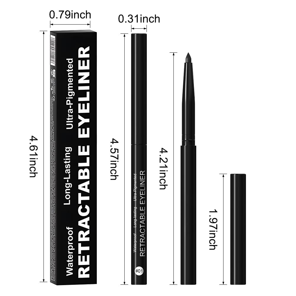 evpct Black Eyeliner Pencils for Eyes, Black Colored Eye Liner Pencil Makeup Waterproof Smudge Proof, Colored Gel Waterline Eyeliner Liquid, Face Eye Paint Stick Lipstick Pen Halloween Makeup - Image 6