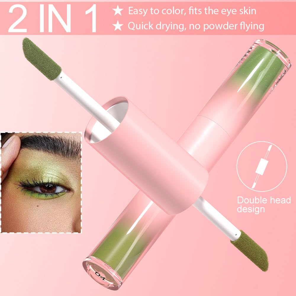 evpct Dual-Ended Shimmer to Glitter Liquid Eyeshadow, Shimmer Glitter eyeshadow makeup in one stick, Easy Style Formula Waterproof & Long Lasting Eye Shadow, 03# - Image 5