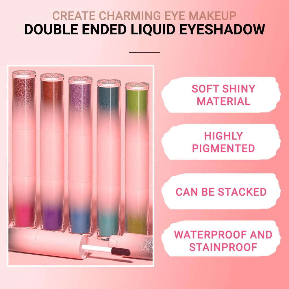 evpct Dual-Ended Shimmer to Glitter Liquid Eyeshadow, Shimmer Glitter eyeshadow makeup in one stick, Easy Style Formula Waterproof & Long Lasting Eye Shadow, 03# - Image 4