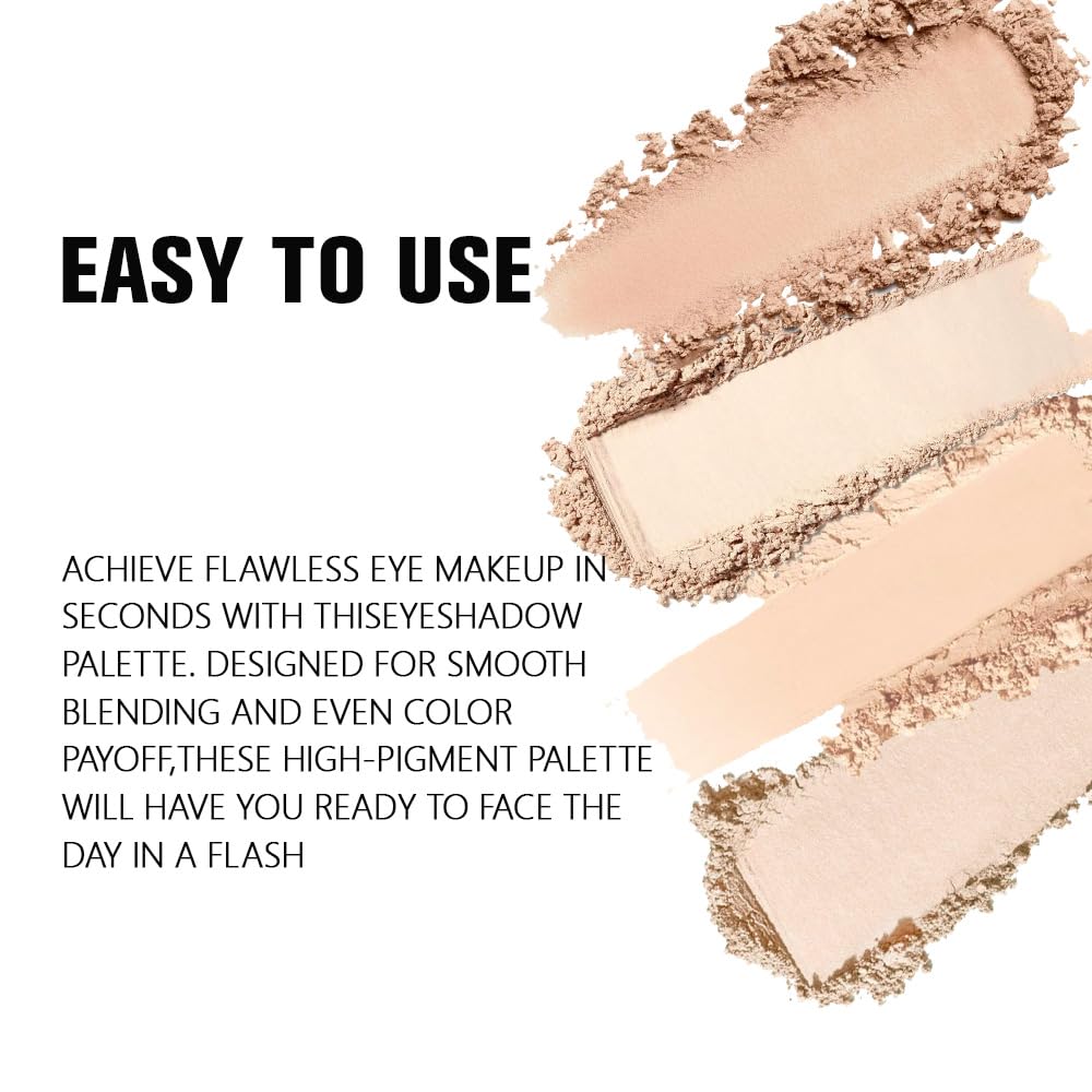 EVPCT 4-Color Eyeshadow Quad Palette Light Nude Pink Beige Ivory Champagne Smudge Proof Mini Makeup - Image 3