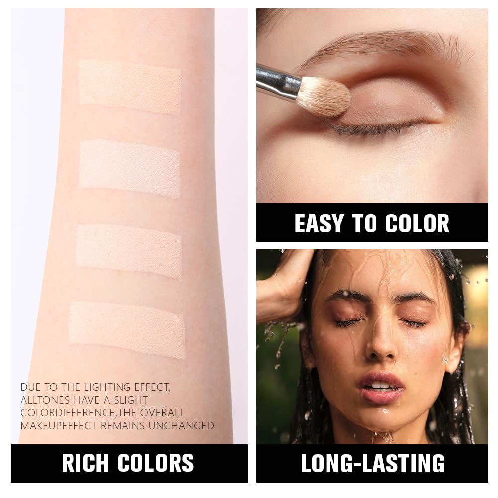 EVPCT 4-Color Eyeshadow Quad Palette Light Nude Pink Beige Ivory Champagne Smudge Proof Mini Makeup - Image 4