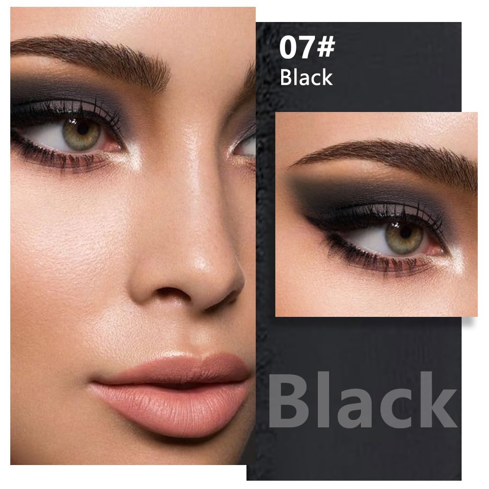 evpct Matte Black Single Eye Shadow Palette Makeup for Older Women, Black Cream Eye shadow Palette Single for Older Women Matte, High Pigment Waterproof Monochrome Mini Eyeshadow, sombra de ojos - Image 2
