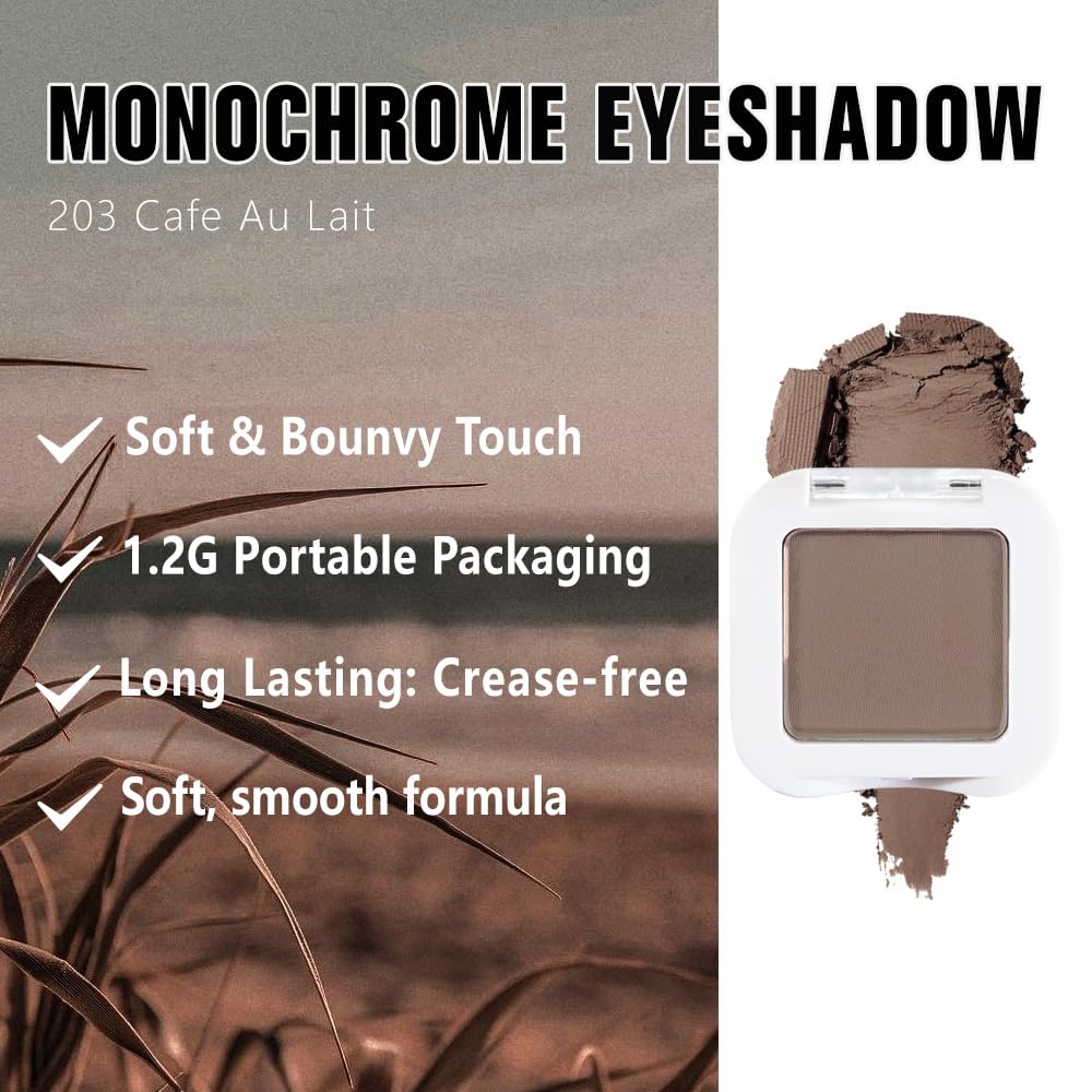 evpct Matte Brown Single Eyeshadow Palette Makeup for Older Women, Light Cocoa Brown Cream Eye Shadow Palette Makeup Singles for Older Women Matte, High Pigment Waterproof Monochrome Mini Eyeshadow - Image 3