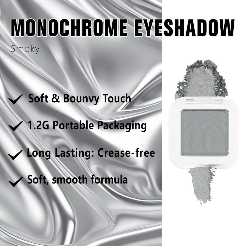 evpct Matte Grey Eyeshadow Singles, Smoky Gray Grey Dusty blue Cream Single Matte Eye Shadow Palette Makeup for Older Women, High Pigment Waterproof Monochrome Mini Eyeshadow Palette, sombra de ojos - Image 3