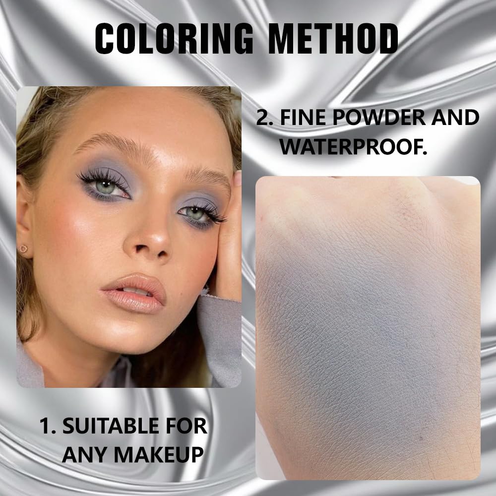 evpct Matte Grey Eyeshadow Singles, Smoky Gray Grey Dusty blue Cream Single Matte Eye Shadow Palette Makeup for Older Women, High Pigment Waterproof Monochrome Mini Eyeshadow Palette, sombra de ojos - Image 4