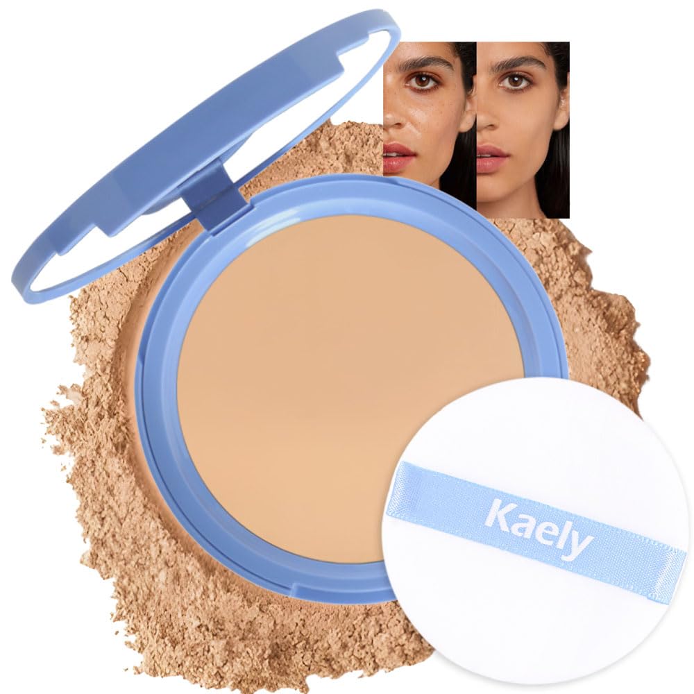 evpct Oil Control Pressed Face Powder Compact for Women, Translucent Setting Powder Makeup Foundation for Women, Waterproof Long Lasting Lightweight, polvo compacto de maquillaje, 03 Pure Beige