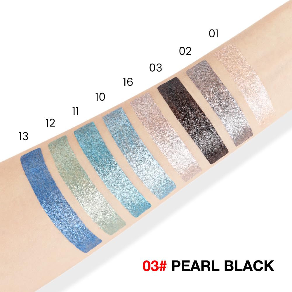 evpct Pearl Black Shimmer Cream Eye Shadow Brightener Sticks Set for Eyes, Black Shimmery Matte Pencil Eye shadow Applicator Stick Pen Palette Makeup Waterproof sombras en crema para ojos 03# - Image 5