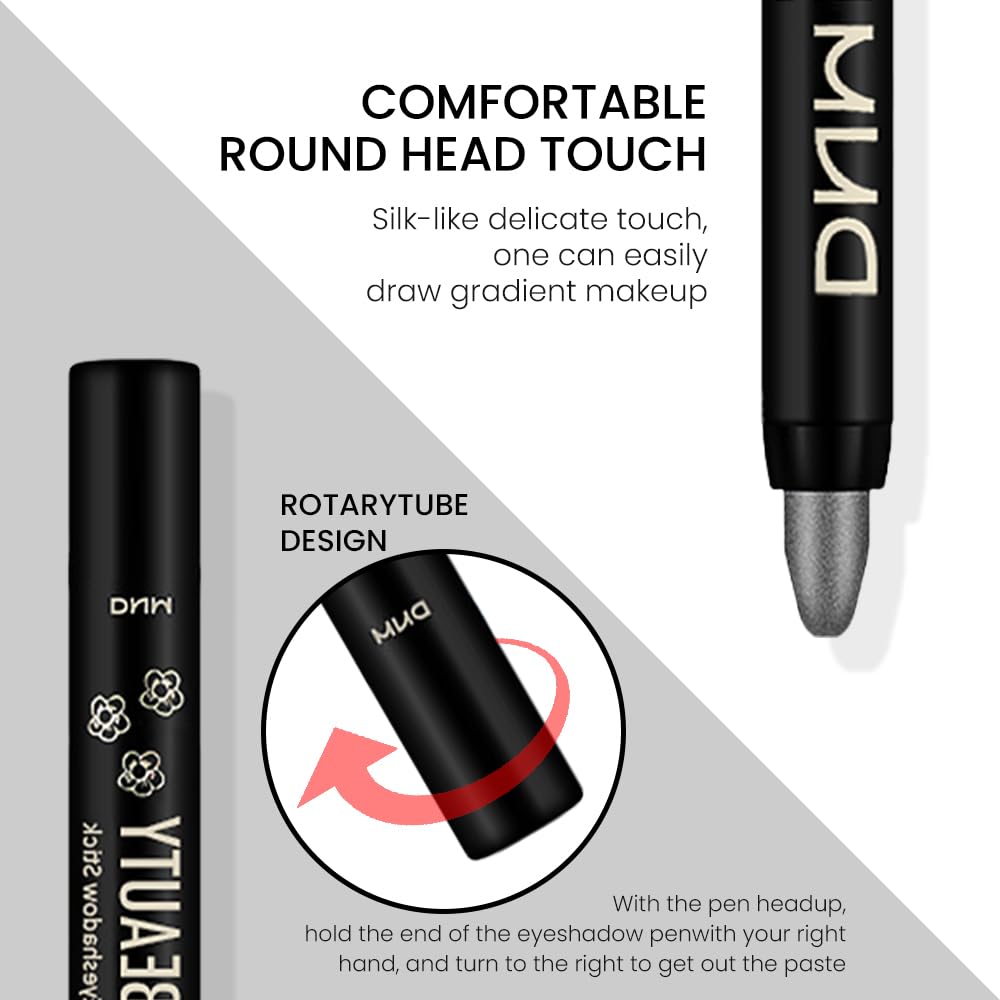 evpct Pearl Black Shimmer Cream Eye Shadow Brightener Sticks Set for Eyes, Black Shimmery Matte Pencil Eye shadow Applicator Stick Pen Palette Makeup Waterproof sombras en crema para ojos 03# - Image 3
