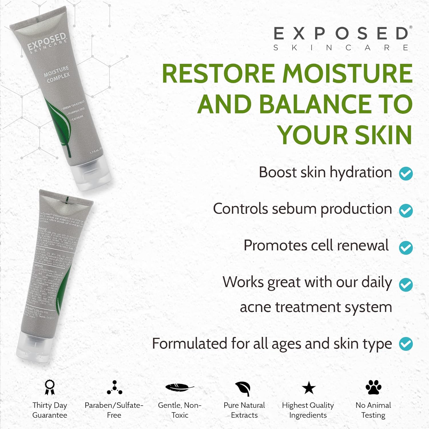 Exposed Skin Care Oil Free Daily Moisturizer Hydrating Facial Gel 1.7 Oz - Image 5
