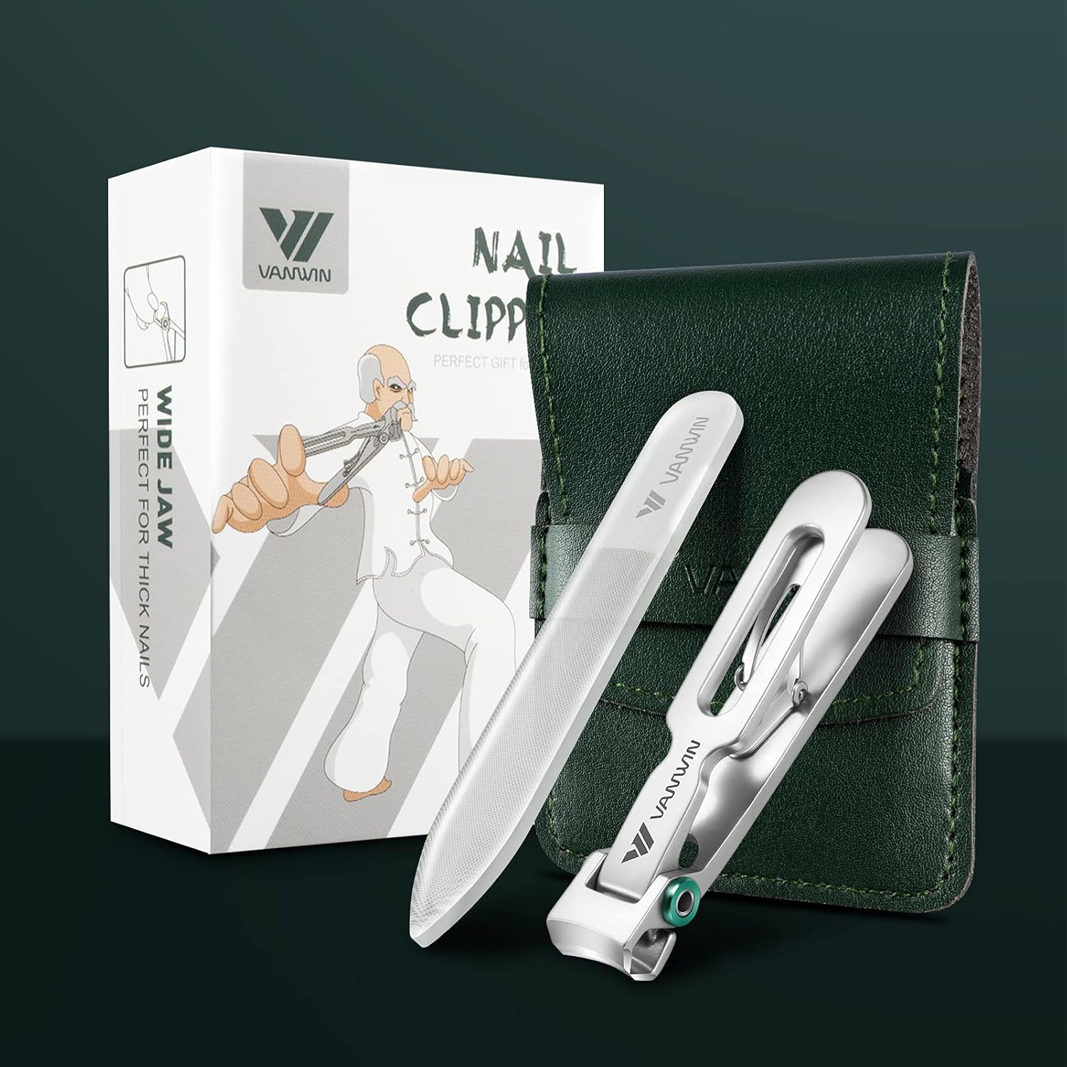 Extra Wide Jaw Stainless Steel Nail Clippers for Thick Nails, Curved Blade, with File - Image 8