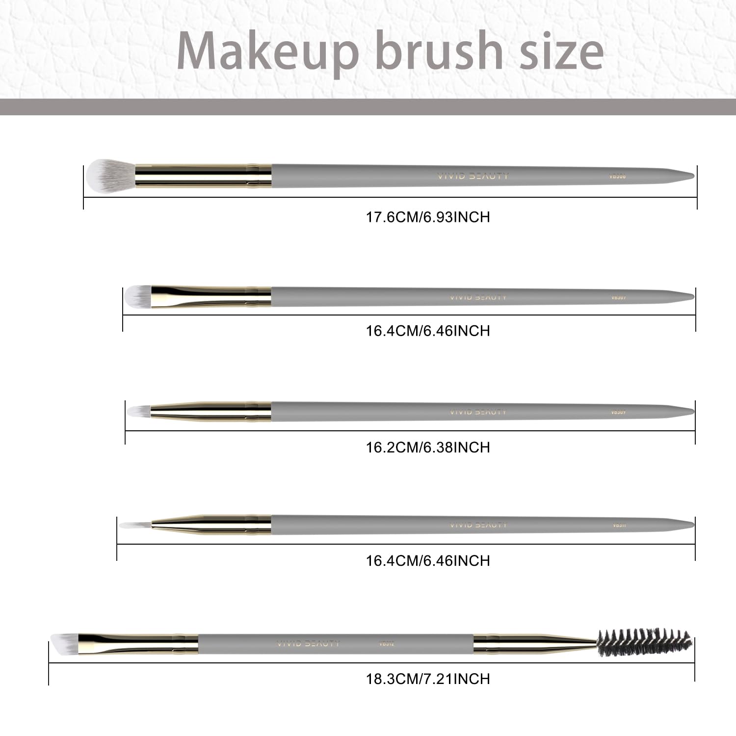 Eye Makeup Brush Set 5pcs - Eyeshadow, Blending, Concealer & Dual-Ended Brow Brushes - Small Travel Make up Tools with Wood Handle & Fluffy Bristles for Natural, Smoky and Glam Eyes Looks (Grey) - Image 3