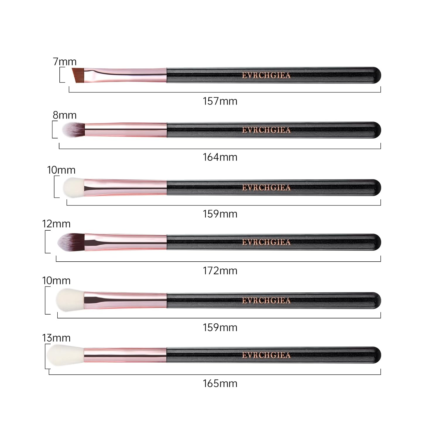 Eye Makeup Brush Set, 6 Pcs Professional Blending Eyeshadow Makeup Brushes for Concealer Eyebrows Eyeliner, Soft Hairs & Wood Handle (black and rose gold)… - Image 5