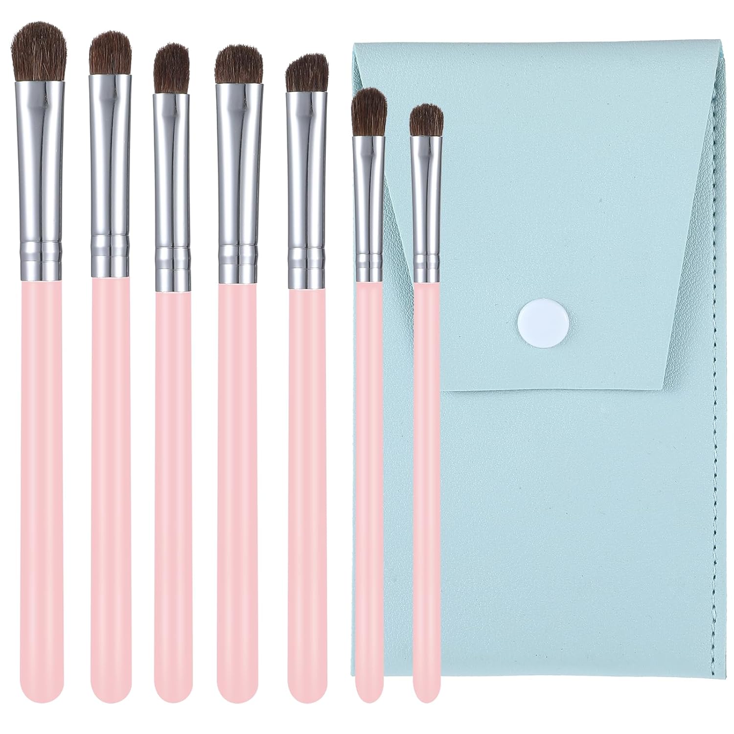 Eye Makeup Brush Set,7pcs Eye Shadow Brushes with Carrying Bag,Professional Eyeshadow Blending Brush for Makeup for Concealer Eyebrows Eyeliner, Soft Hairs & Wood Handle