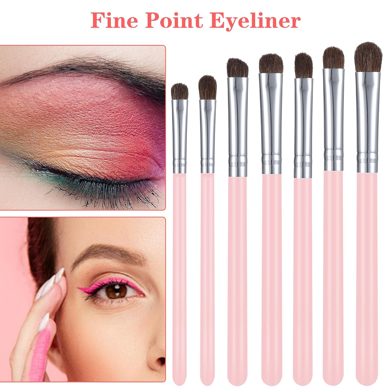 Eye Makeup Brush Set,7pcs Eye Shadow Brushes with Carrying Bag,Professional Eyeshadow Blending Brush for Makeup for Concealer Eyebrows Eyeliner, Soft Hairs & Wood Handle - Image 5