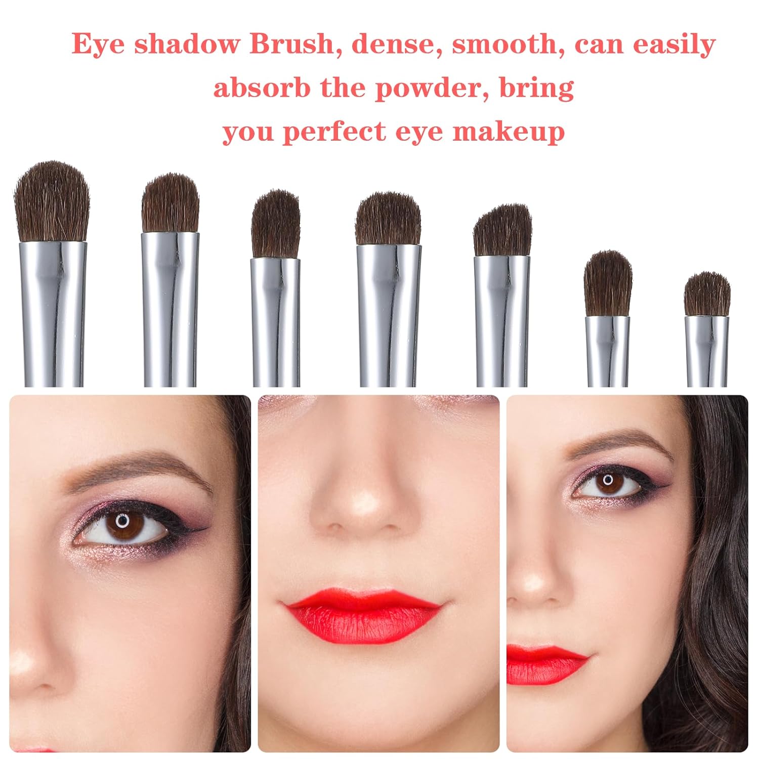 Eye Makeup Brush Set,7pcs Eye Shadow Brushes with Carrying Bag,Professional Eyeshadow Blending Brush for Makeup for Concealer Eyebrows Eyeliner, Soft Hairs & Wood Handle - Image 4