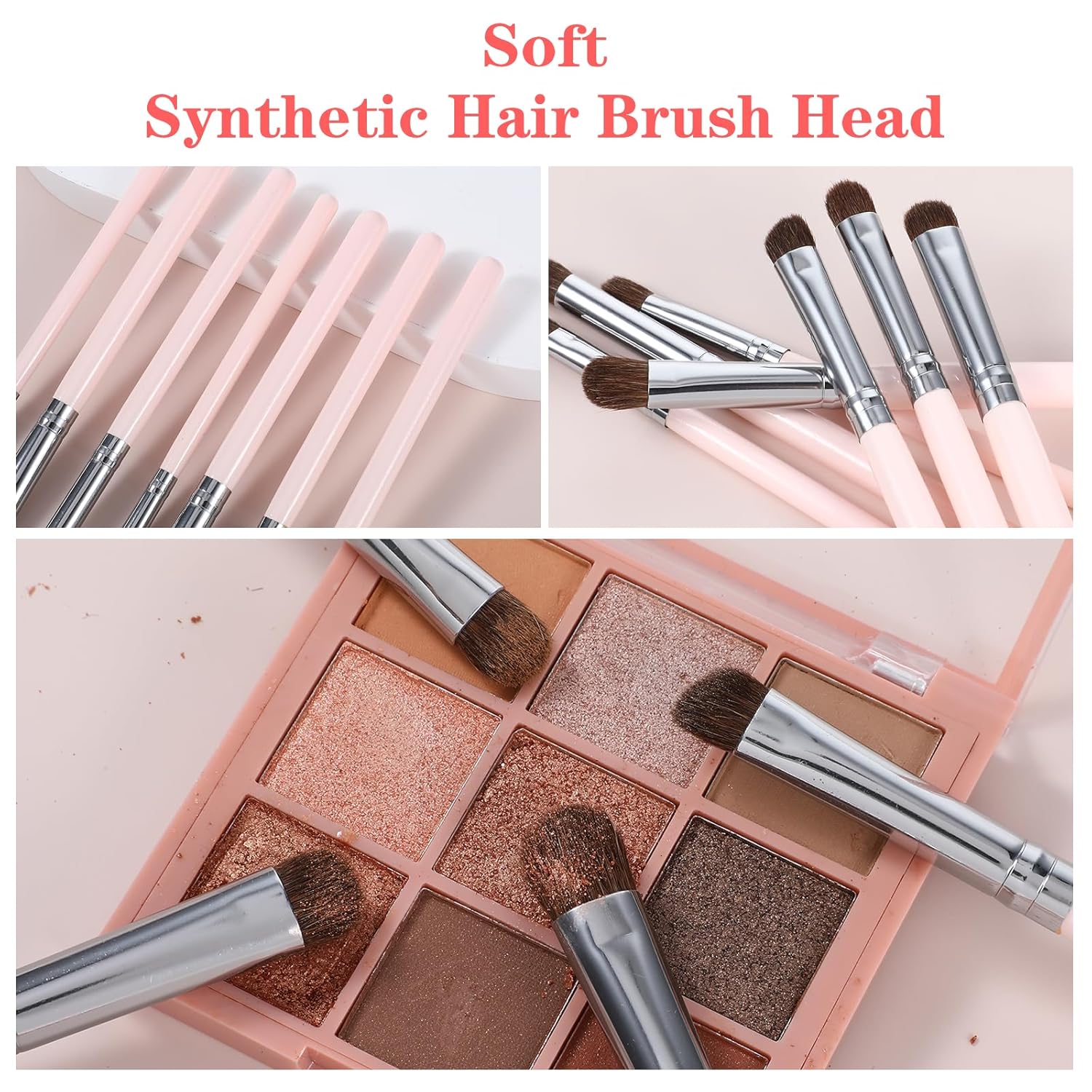 Eye Makeup Brush Set,7pcs Eye Shadow Brushes with Carrying Bag,Professional Eyeshadow Blending Brush for Makeup for Concealer Eyebrows Eyeliner, Soft Hairs & Wood Handle - Image 3