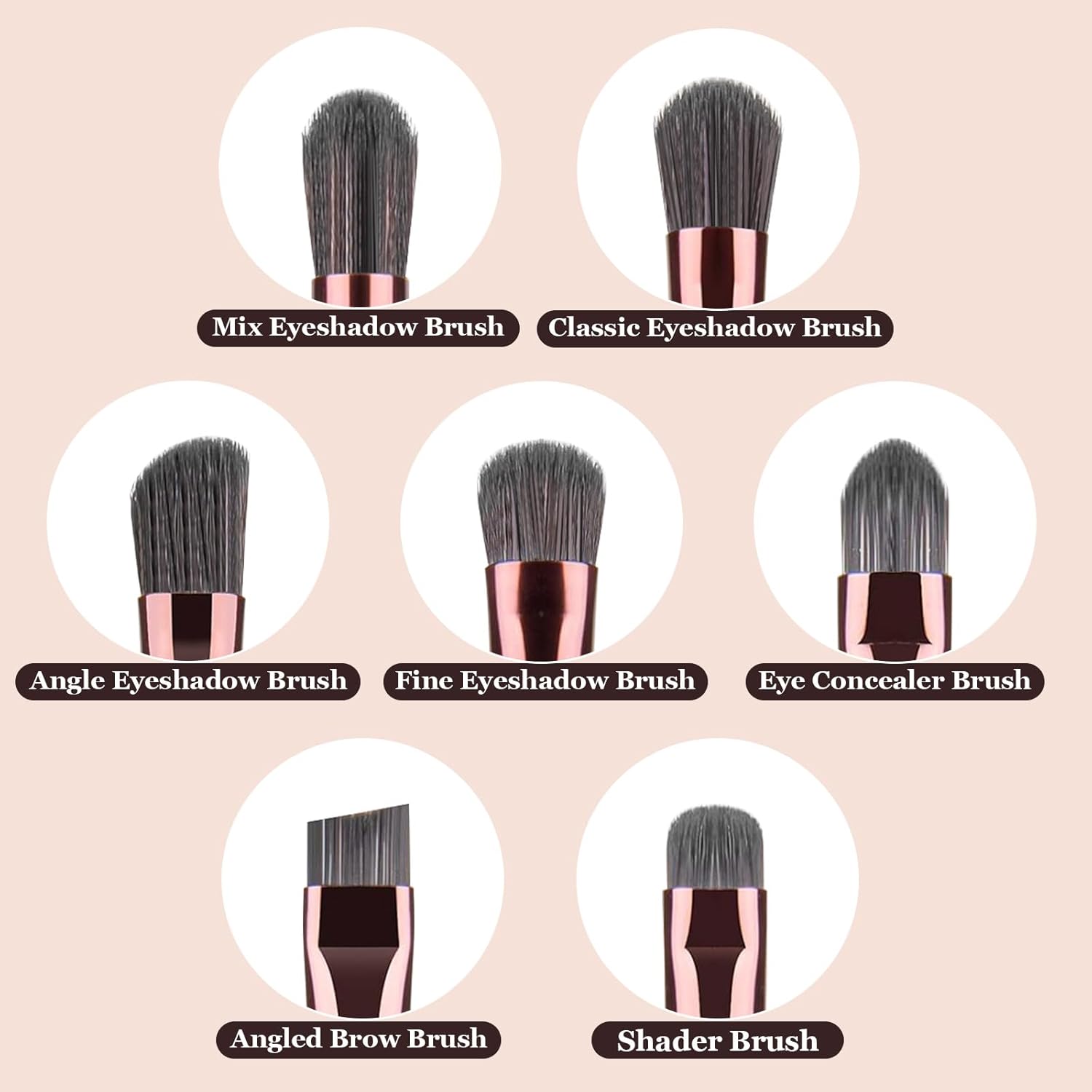 Eye Makeup Brushes Set, Premium 7Pcs Eyeshadow Brush, Professional Eye Brush for shadow lip Angled Eyeliner Eyebrows, Soft Hairs and Wood Handle. - Image 2