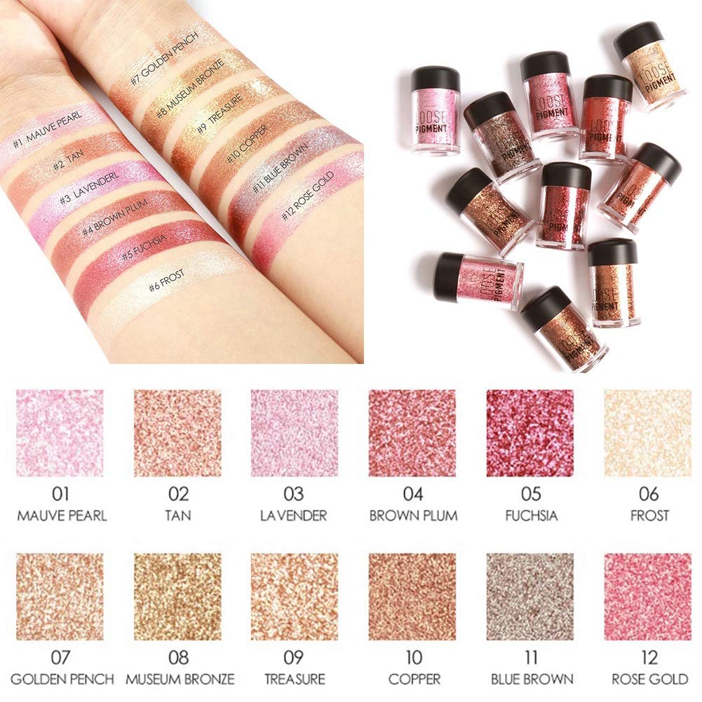 Eye Shadow, Eyes Pigment Powder, Loose Glitter for Eyeshadow, 12 Colors Glitter Eyeshadow Beauty Eyes Long Lasting Makeup Cosmetics for Women (#12) - Image 6