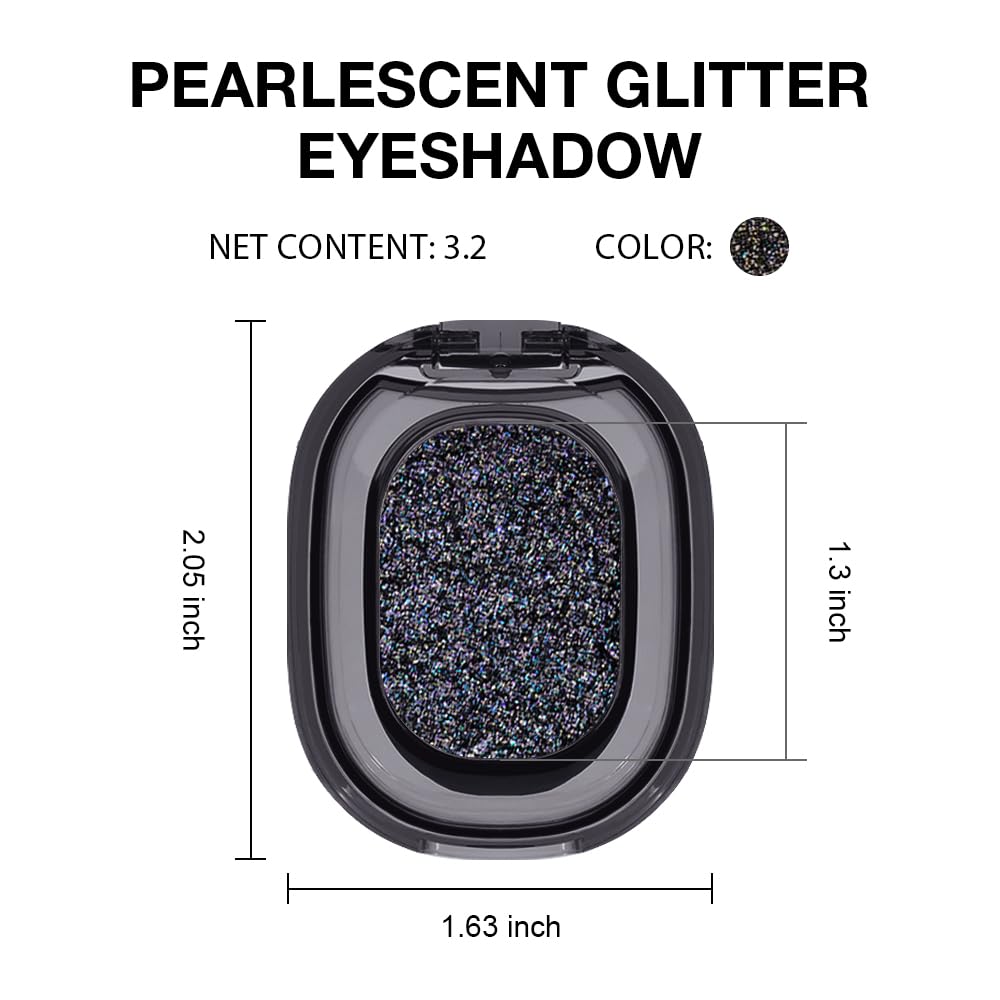 Eye shadow low saturation delicate long-lasting eye shadow palette, Monochrome Glittler Eyeshadow, pressed glitter eyeshadow, Glittle Pressed Powder Single Vegan Eyeshadow, (01 Glittle Black) - Image 6