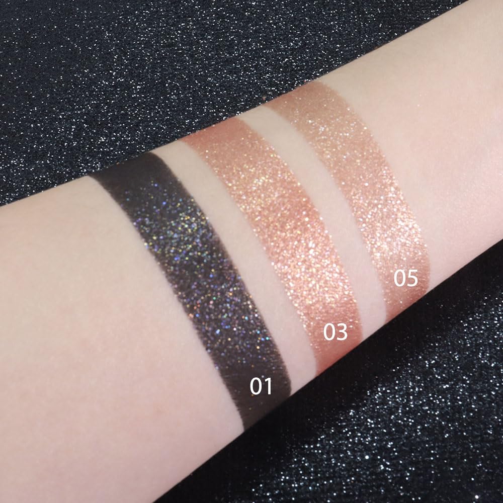 Eye shadow low saturation delicate long-lasting eye shadow palette, Monochrome Glittler Eyeshadow, pressed glitter eyeshadow, Glittle Pressed Powder Single Vegan Eyeshadow, (01 Glittle Black) - Image 3