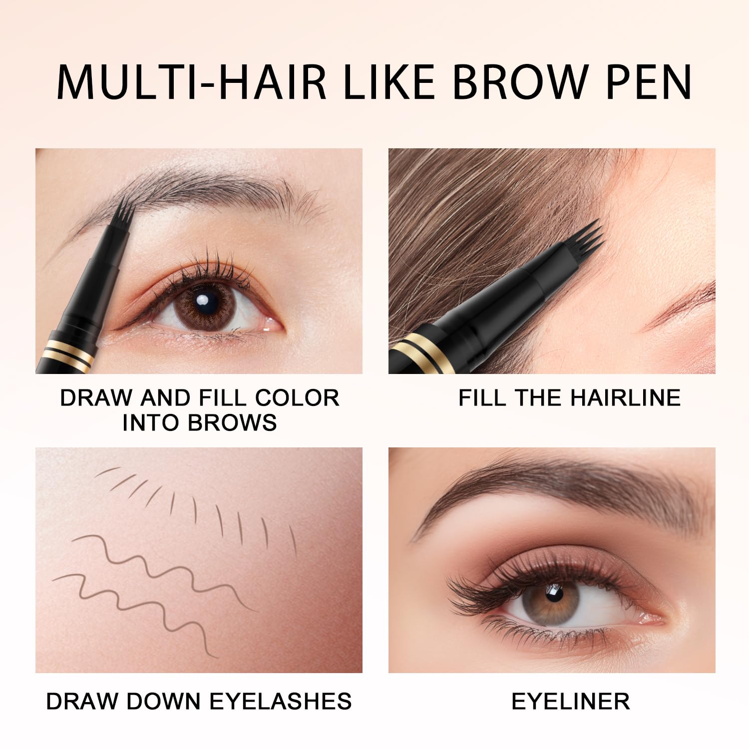Eyebrow Pen,2-in-1 Waterproof Eyebrow Pencil with 4 Tip Microblading Brow Pen and Ultra-Precise Brow Pencil,with Dual-ended Eyebrow Brush,Eyebrow Makeup for Natural Looking - Soft Brown - Image 6
