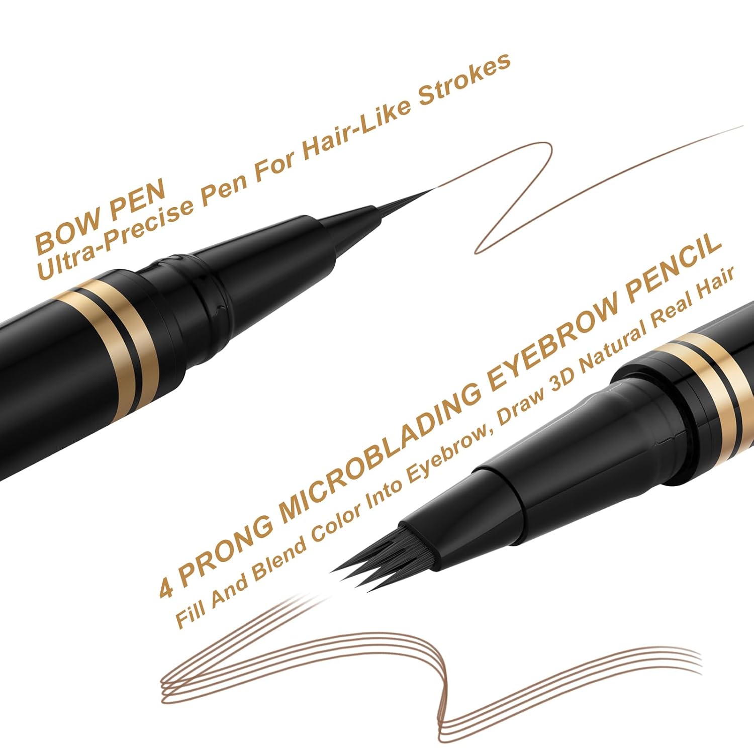 Eyebrow Pen,2-in-1 Waterproof Eyebrow Pencil with 4 Tip Microblading Brow Pen and Ultra-Precise Brow Pencil,with Dual-ended Eyebrow Brush,Eyebrow Makeup for Natural Looking - Soft Brown - Image 2