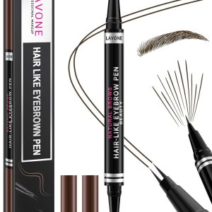 Eyebrow Pencil, 2-in-1 Waterproof Eyebrow Pen, with 2 Tip Microblading Eyebrow Pencil and Ultra-Precise Brow Pencil, with Eyebrow Brush, Eyebrow Pencils for Women, Natural Hair-Like Brows - Ash Brown