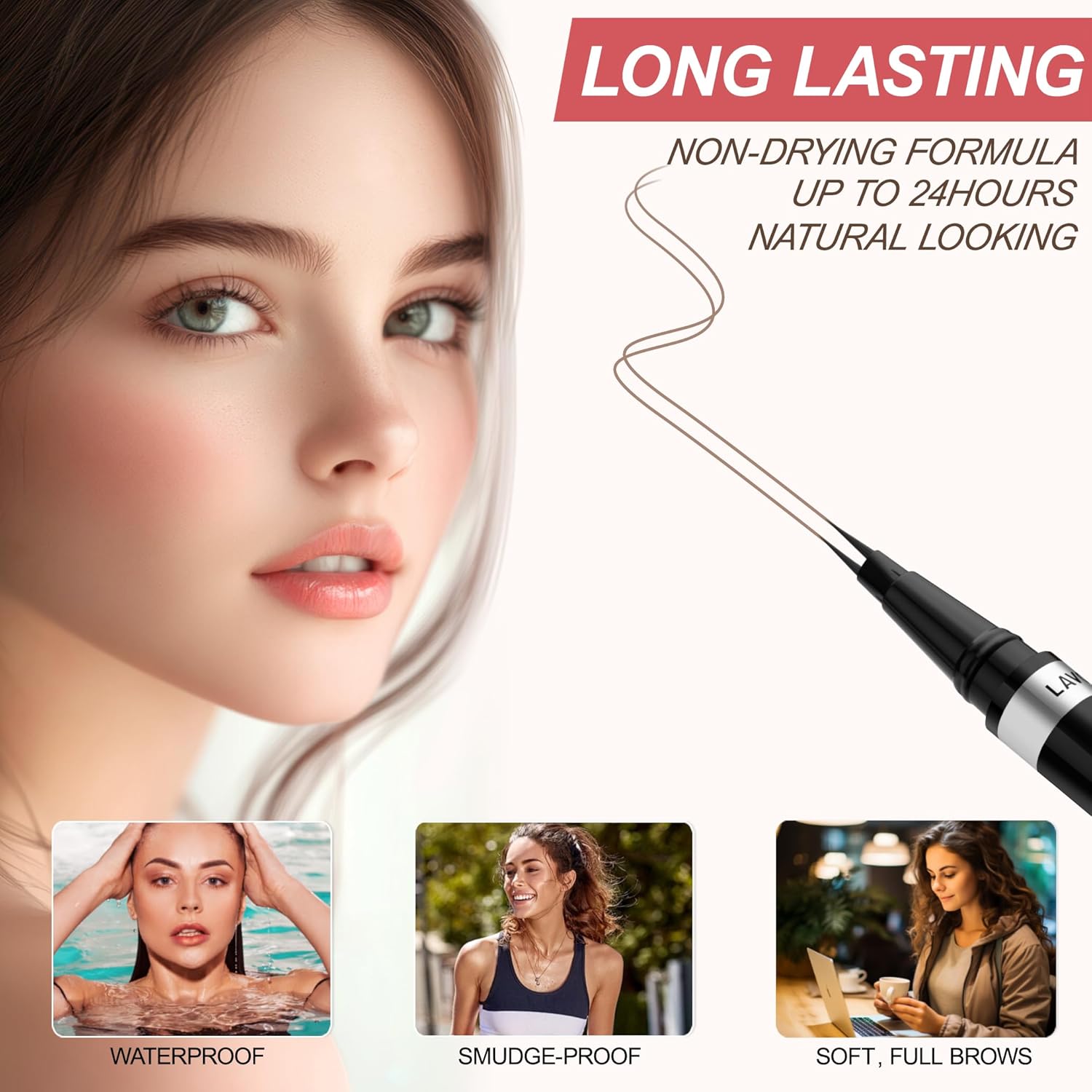 Eyebrow Pencil, 2-in-1 Waterproof Eyebrow Pen, with 2 Tip Microblading Eyebrow Pencil and Ultra-Precise Brow Pencil, with Eyebrow Brush, Eyebrow Pencils for Women, Natural Hair-Like Brows - Ash Brown - Image 4
