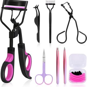 Eyelash Curler, MODUSKYE Lashes Curler Eyebrow Kit with Silicone Pads, Eyelash Seperator, Extension Tweezers, Eyelash Comb Eyes Curlering Makeup Tools for Women
