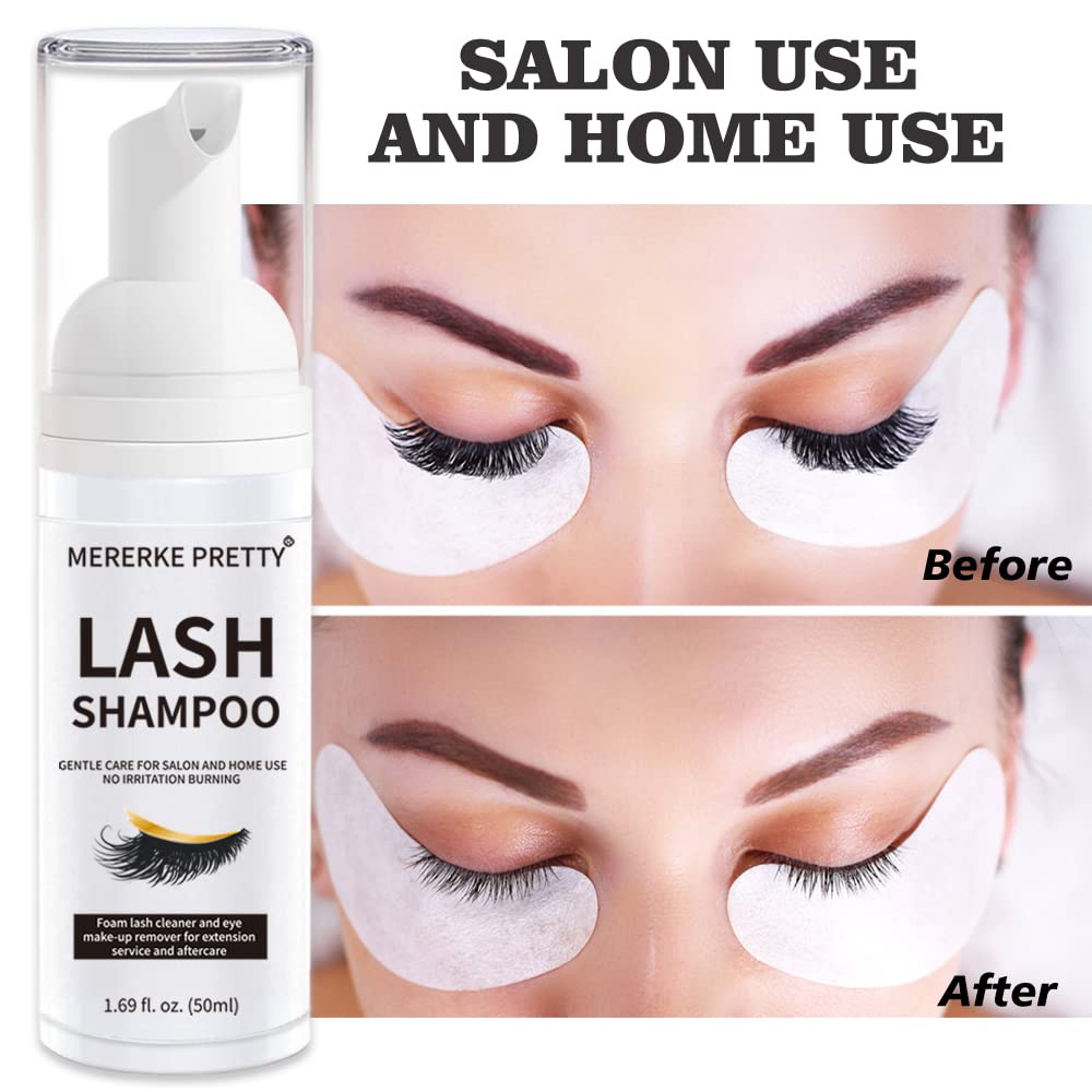 Eyelash Extension Cleanser 50 ml + Brushes + Rinse Bottle Eyelid Foaming Cleanser, Lash Foam Shampoo for Extensions and Natural Lashes, Makeup Remover For Salon and Home Use - Image 5