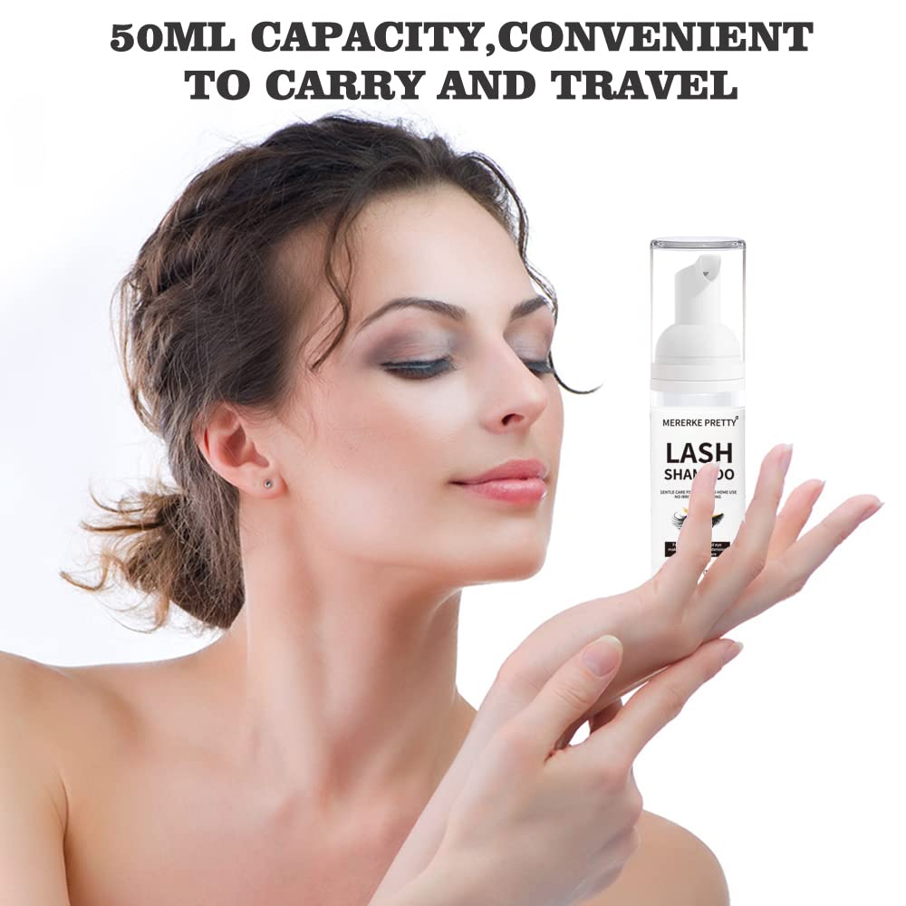 Eyelash Extension Cleanser 50 ml + Brushes + Rinse Bottle Eyelid Foaming Cleanser, Lash Foam Shampoo for Extensions and Natural Lashes, Makeup Remover For Salon and Home Use - Image 7