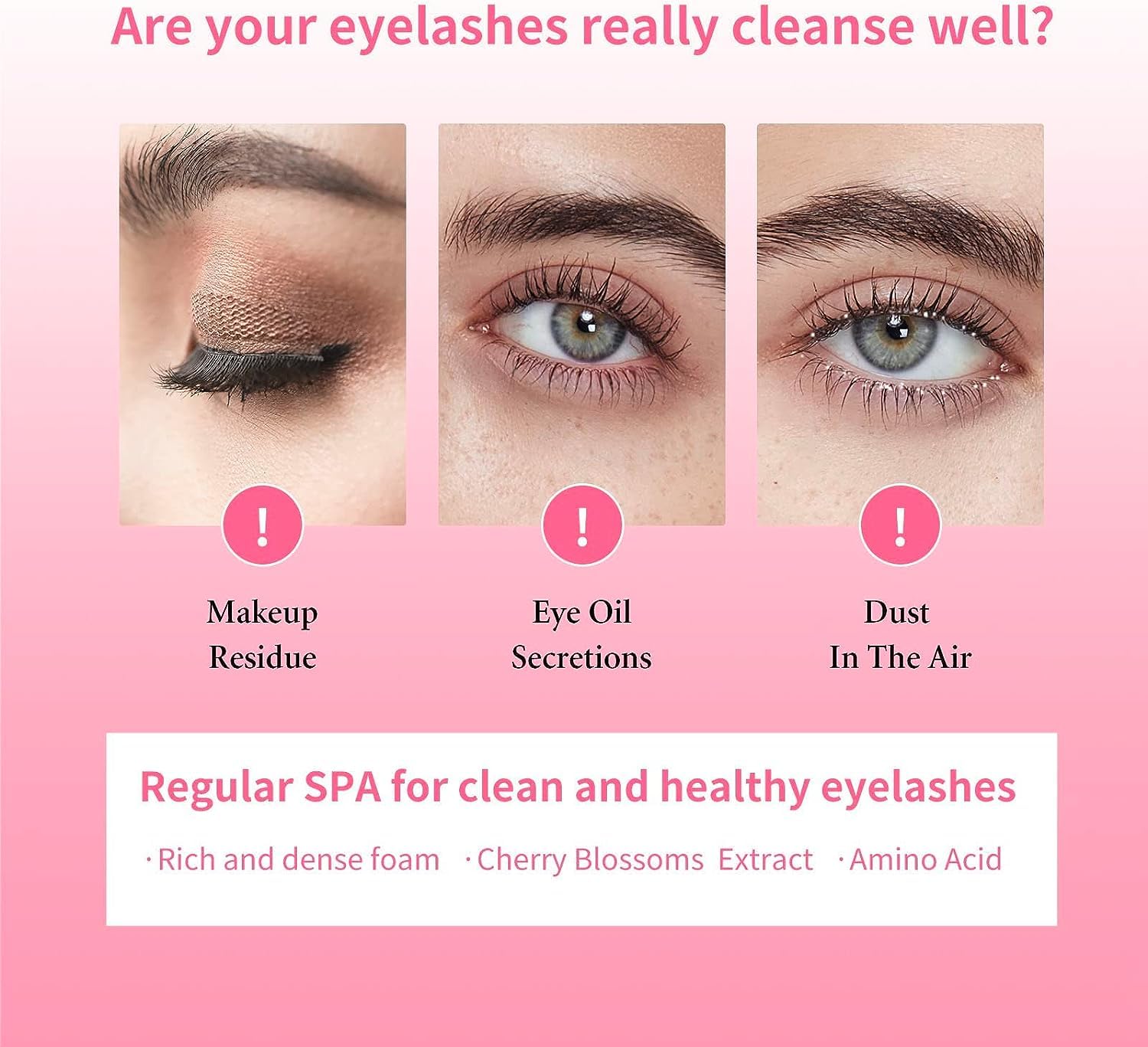 Eyelash Extension Cleanser, BREYLEE Upgraded Eyelash Extension Shampoo 60ML+Mascara Wand+Brush Eyelash Foam Cleanser For Extensions and Natural Lashes - Image 4