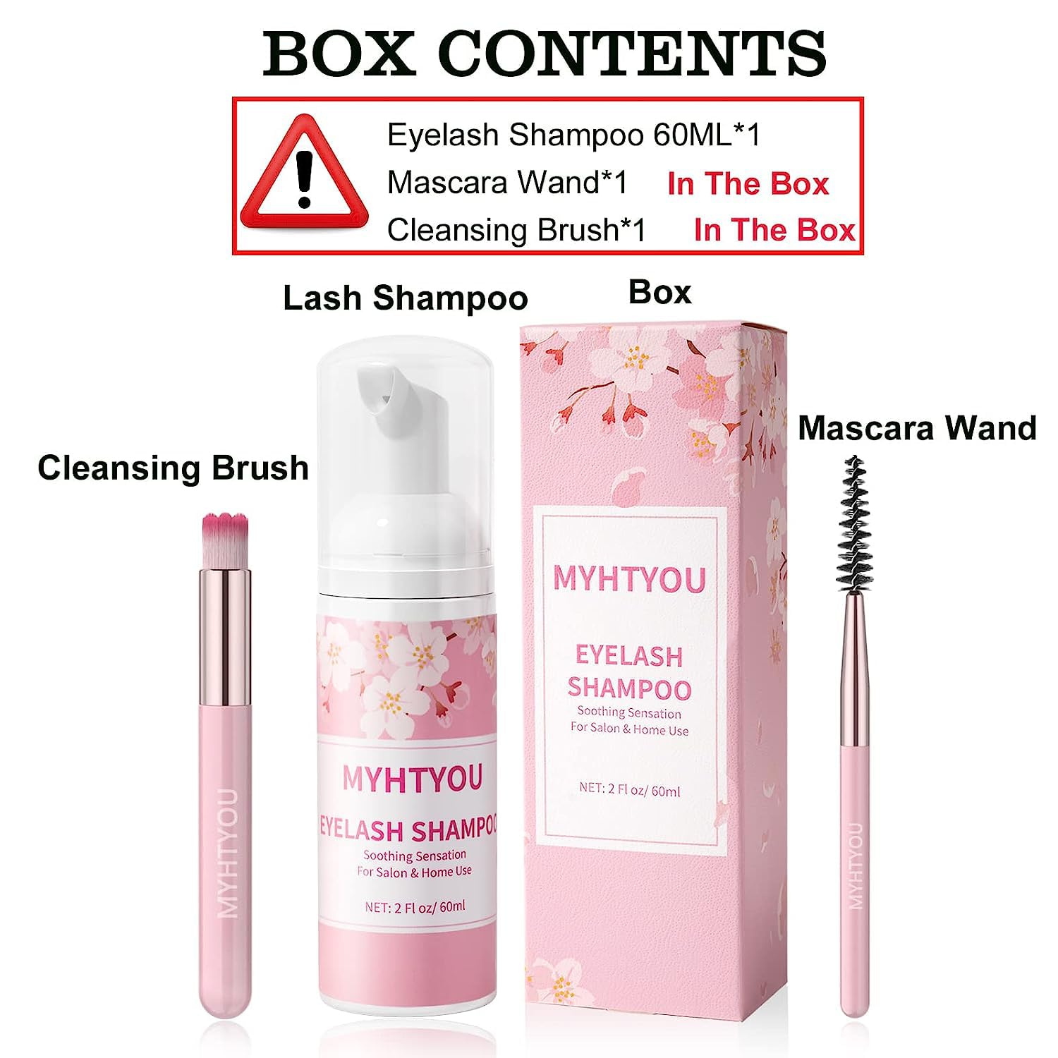 Eyelash Extension Cleanser, BREYLEE Upgraded Eyelash Extension Shampoo 60ML+Mascara Wand+Brush Eyelash Foam Cleanser For Extensions and Natural Lashes - Image 8