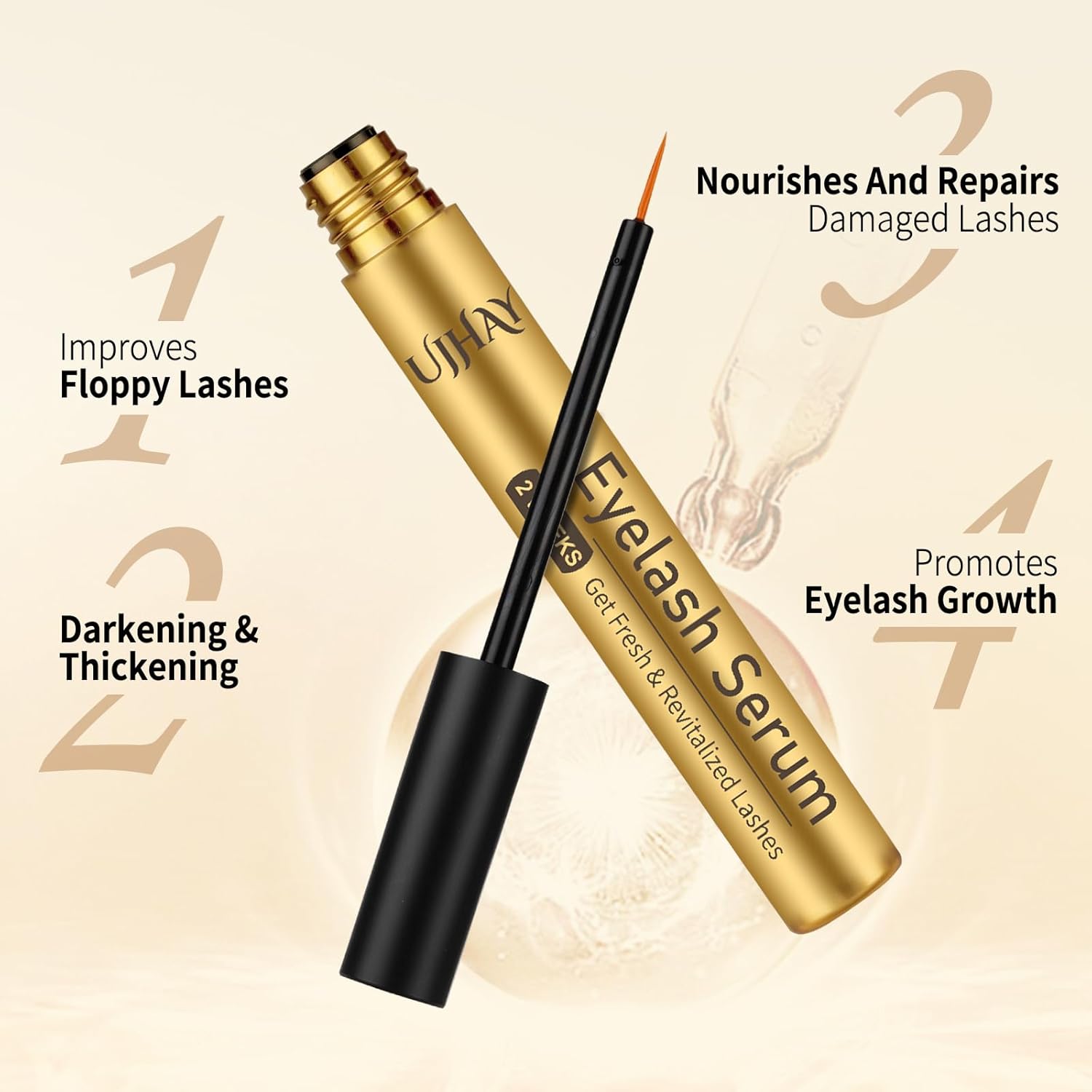 Eyelash Growth Serum for Thicker, Longer, Natural Lashes without Prostaglandin – Grow Luscious, Natural Lashes with Advanced Enhancer | Vegan & Cruelty-Free Treatment - Image 3