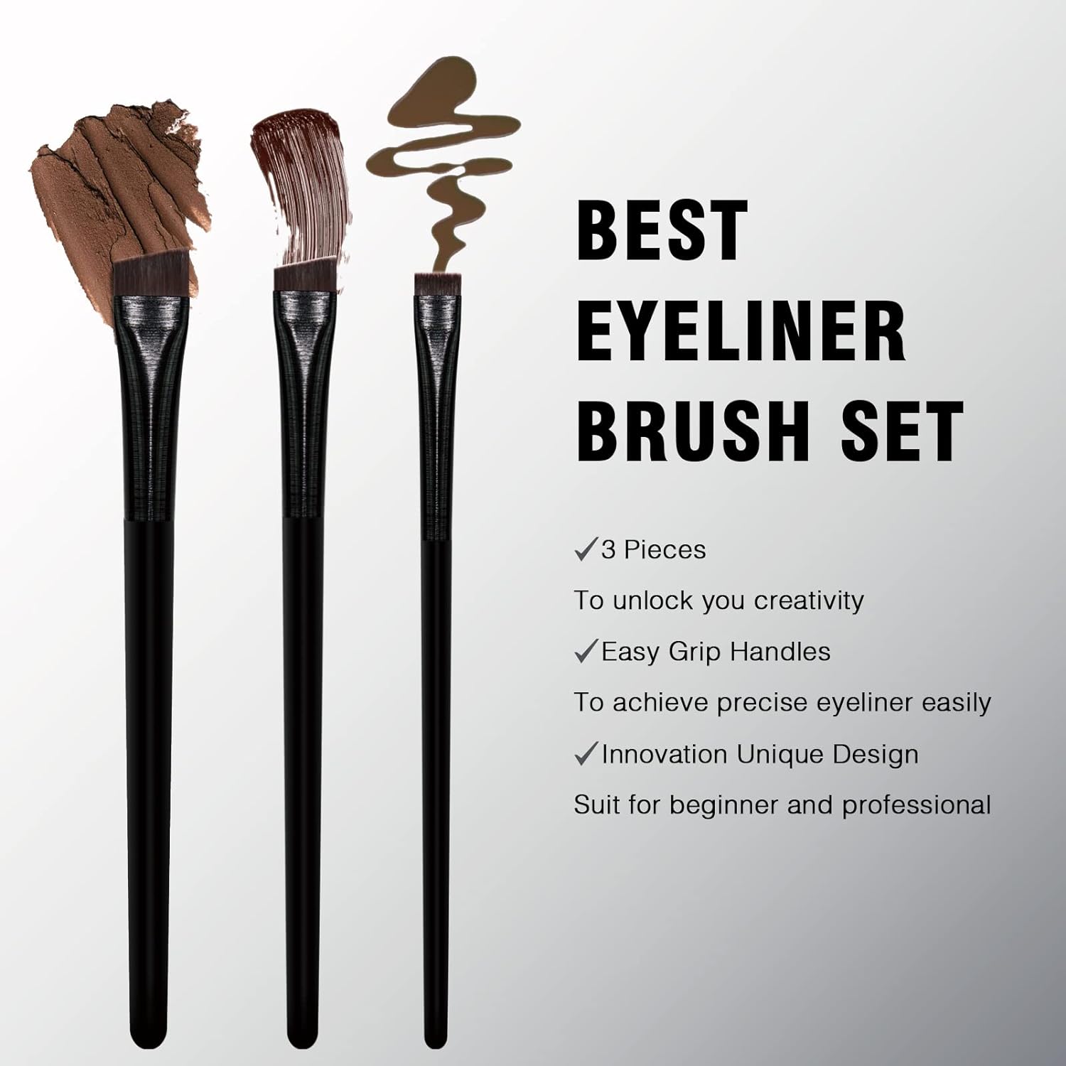 Eyeliner Brush Brow Tint Brushes Eyebrow Brushes Set Fine Angled Point Angled Slanted Tinting Brushes Ultra Thin Flat Makeup Brush Premium Eyebrow Brush Precision Gel Professional Soft Synthetic Hairs - Image 3