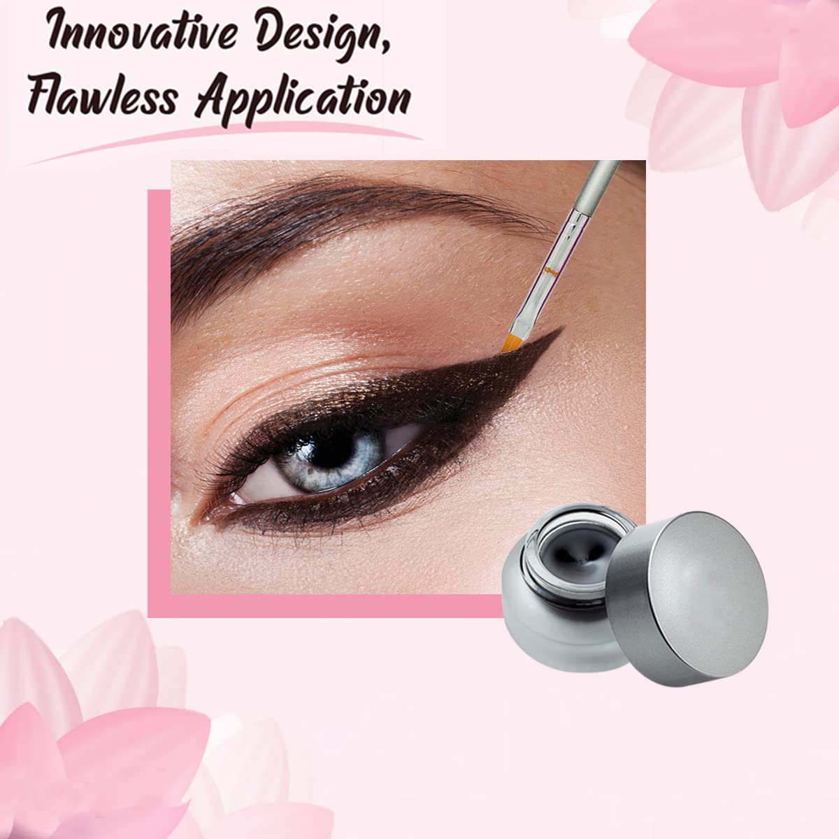 Eyeliner Brush Fine Angled Set - For Liquid Gel Liner Applicator Bent Stencils Thin Pencil Pen Real Small Sharpener Angle Wing Tips Firm Makeup Brushes Black Stamp Winged Kit Flat Waterproof Cat Eye - Image 2