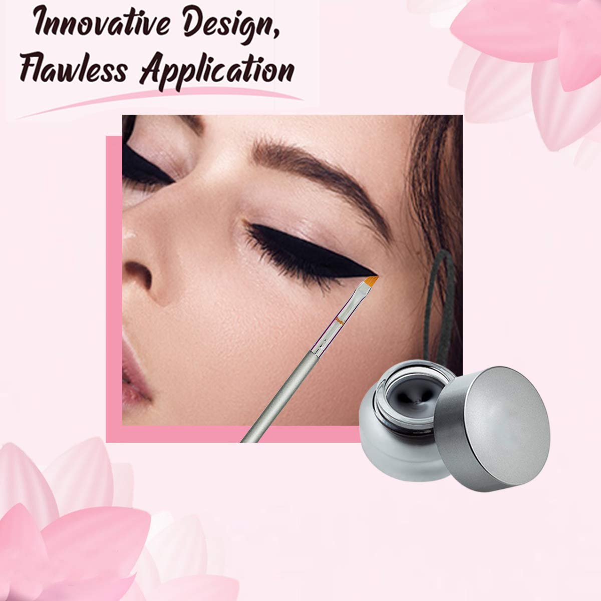 Eyeliner Brush Fine Angled Set - For Liquid Gel Liner Applicator Bent Stencils Thin Pencil Pen Real Small Sharpener Angle Wing Tips Firm Makeup Brushes Black Stamp Winged Kit Flat Waterproof Cat Eye - Image 5
