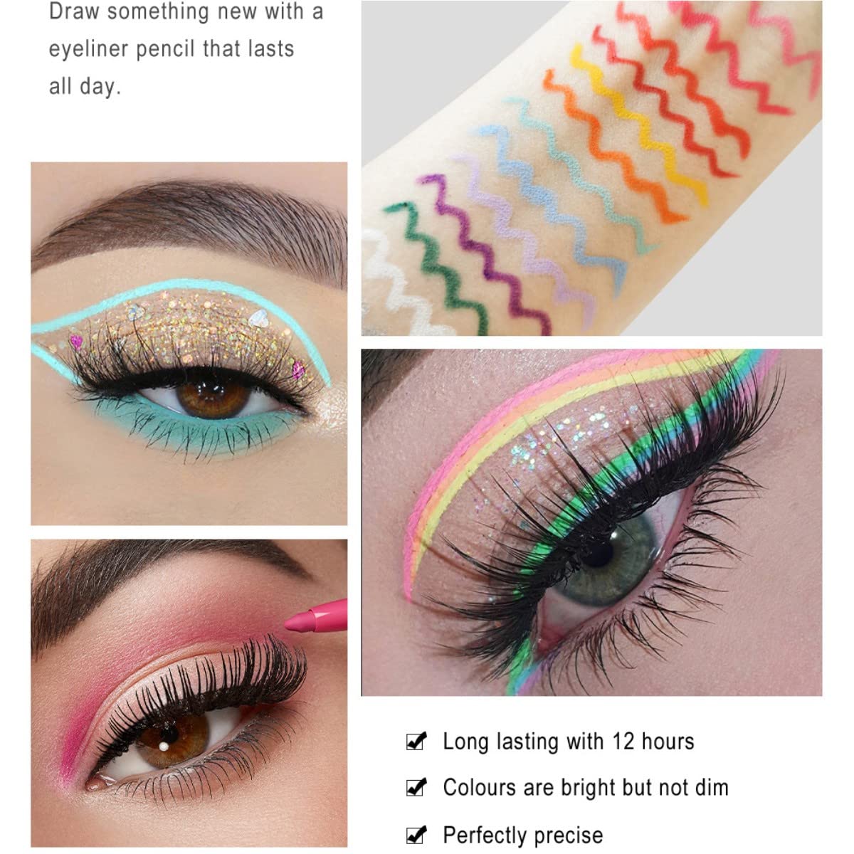 eyeliner pencil retractable eyeliner creamy pigmented smudge proof eye liner pen Shimmer Black - Image 5